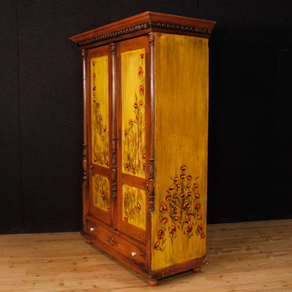 20th Century Hand Painted Wood East European Wardrobe, 1960 2