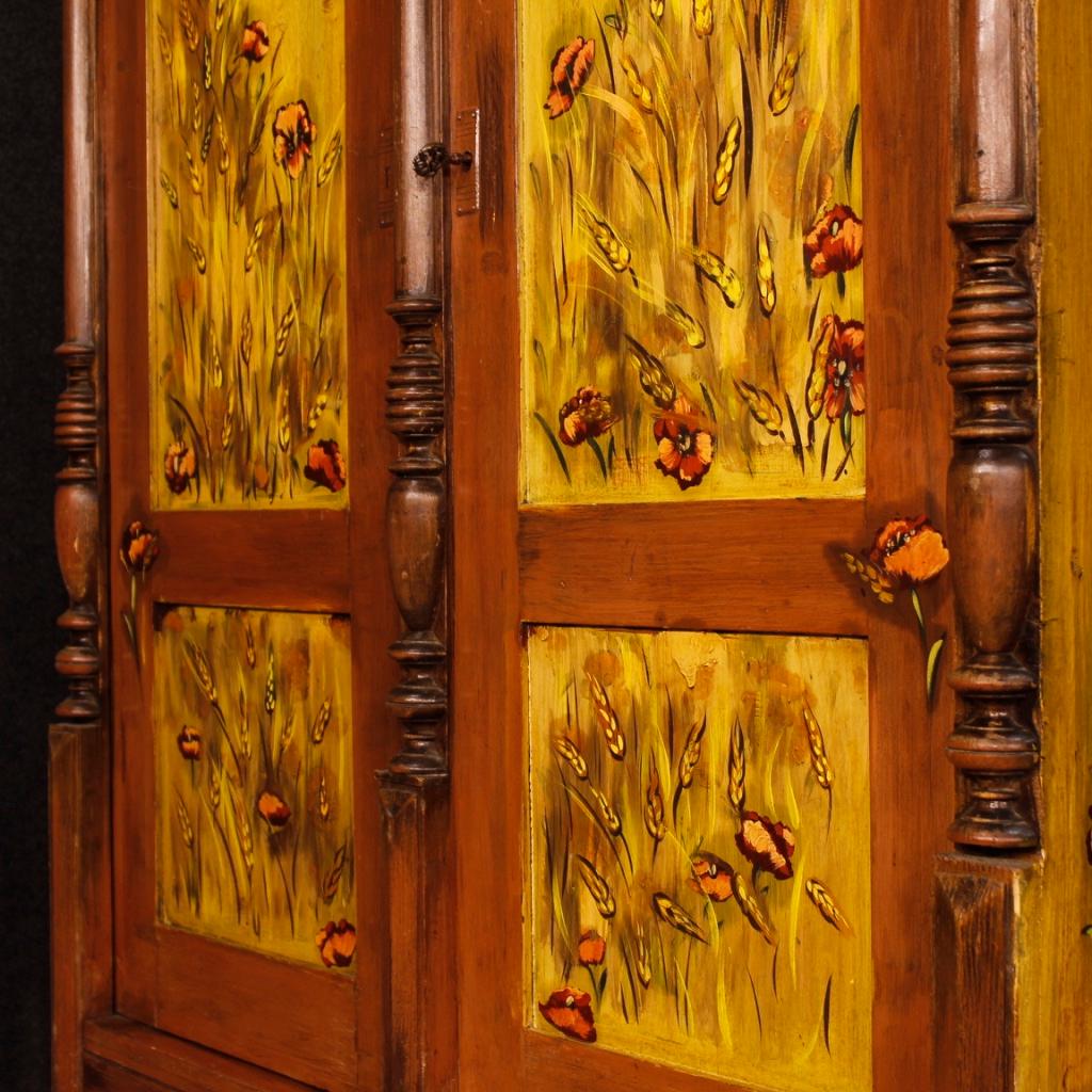 20th Century Hand Painted Wood East European Wardrobe, 1960 4