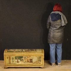 20th Century Hand Painted Wood Italian Trunk, 1950s