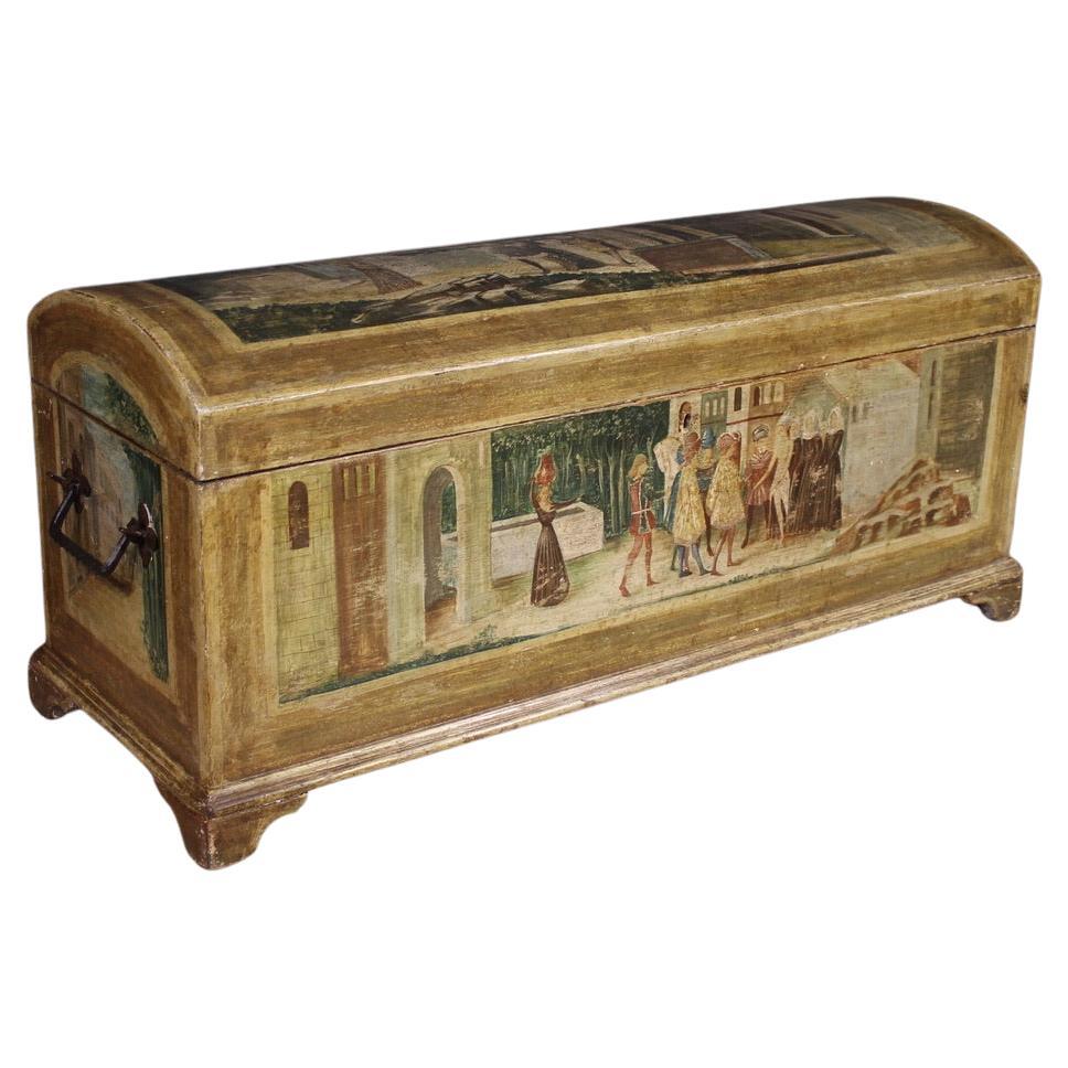 baúl italiano del siglo XX en madera pintada a mano, años 50