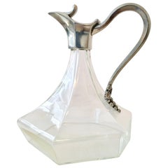20th Century Handblown Glass and Pewter Carafe by Jean Goardere