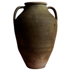 Vintage Mid-20th Century Handcrafted Turkish Clay Storage Jar with Natural Patina