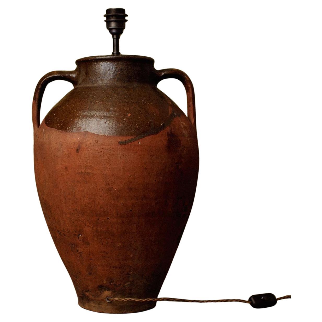 Lampada da tavolo in terracotta artigianale del XX secolo, Mediterraneo