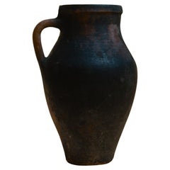 20th-Century Handcrafted Turkish Fired Clay Pot, Rustic Earthenware Vessel
