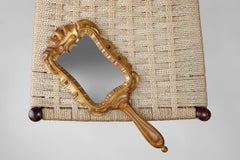 20th century handcrafted wooden hand held mirror, France