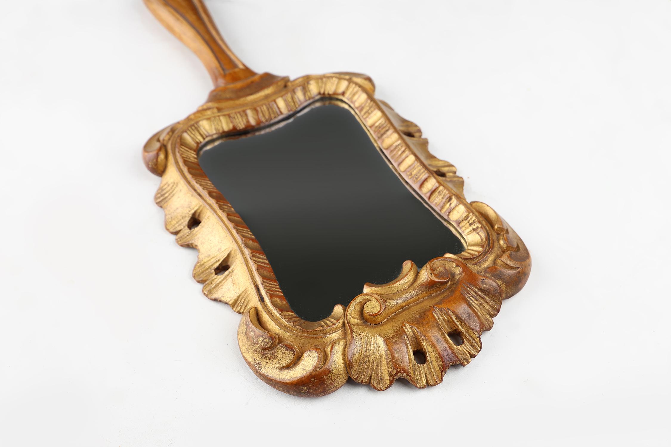 Miroir à main en bois, fabriqué à la main au 20e siècle, France en vente 1