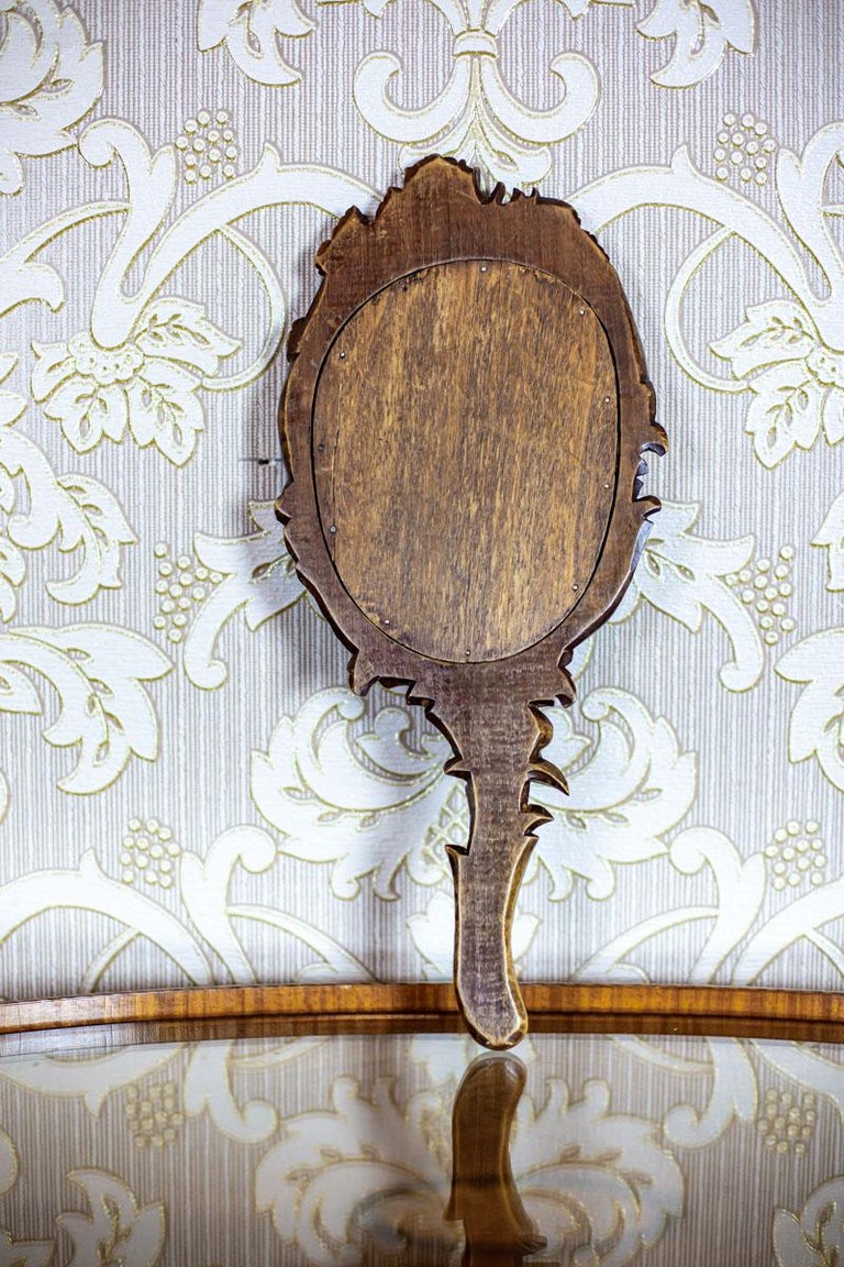 20thCentury Handheld Mirror in a Wooden Frame For Sale at 1stDibs wooden hand held mirror