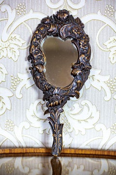 20th-Century Handheld Mirror in a Wooden Frame