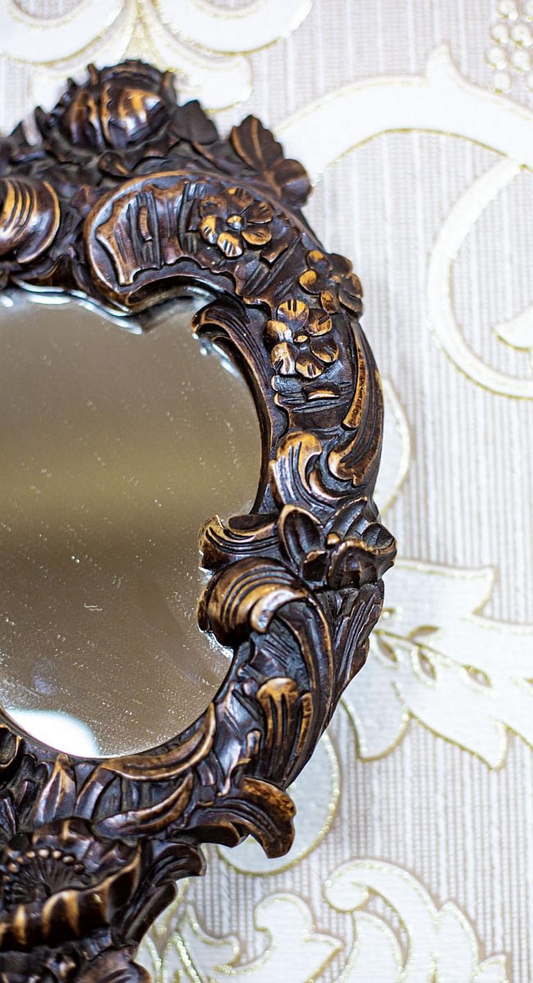 20thCentury Handheld Mirror in a Wooden Frame For Sale at 1stDibs