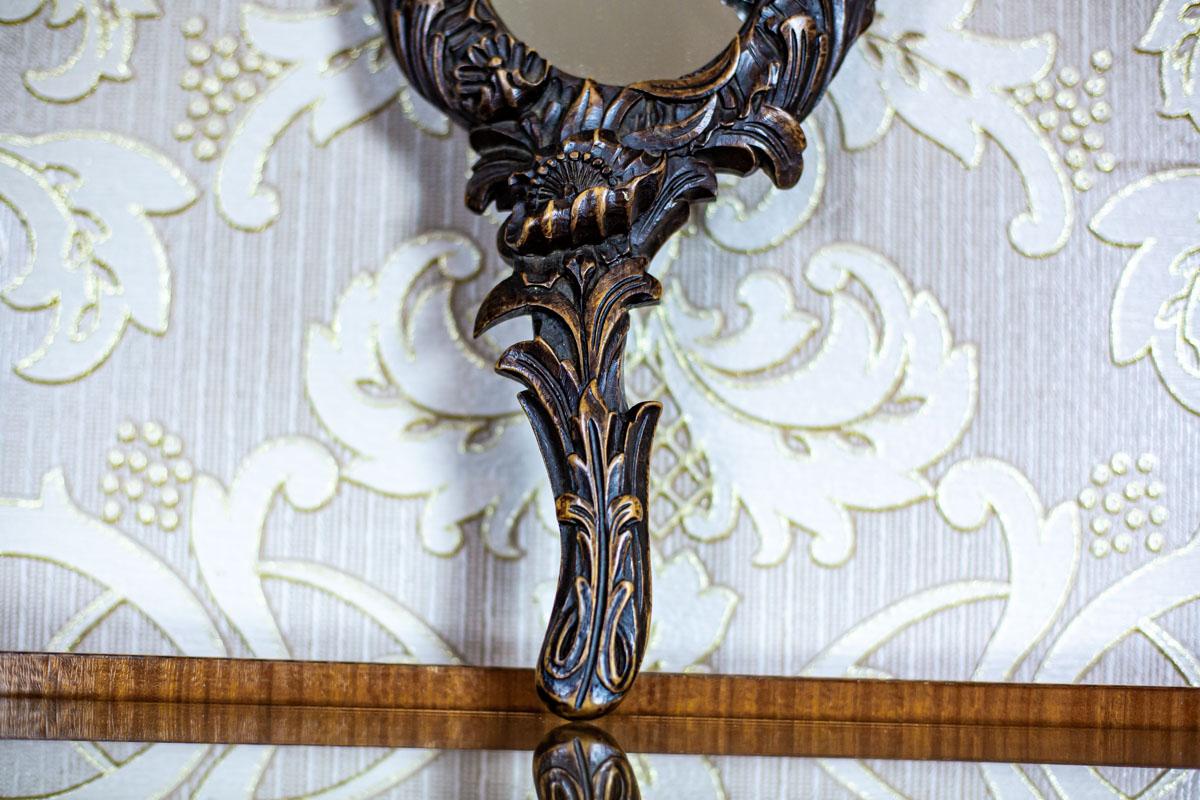 Belgian 20th-Century Handheld Mirror in a Wooden Frame For Sale