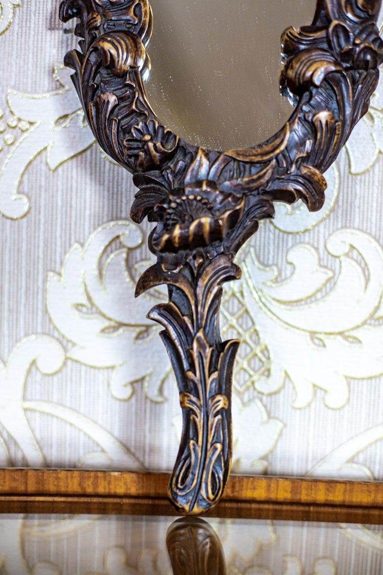 20thCentury Handheld Mirror in a Wooden Frame For Sale at 1stDibs wooden hand held mirror