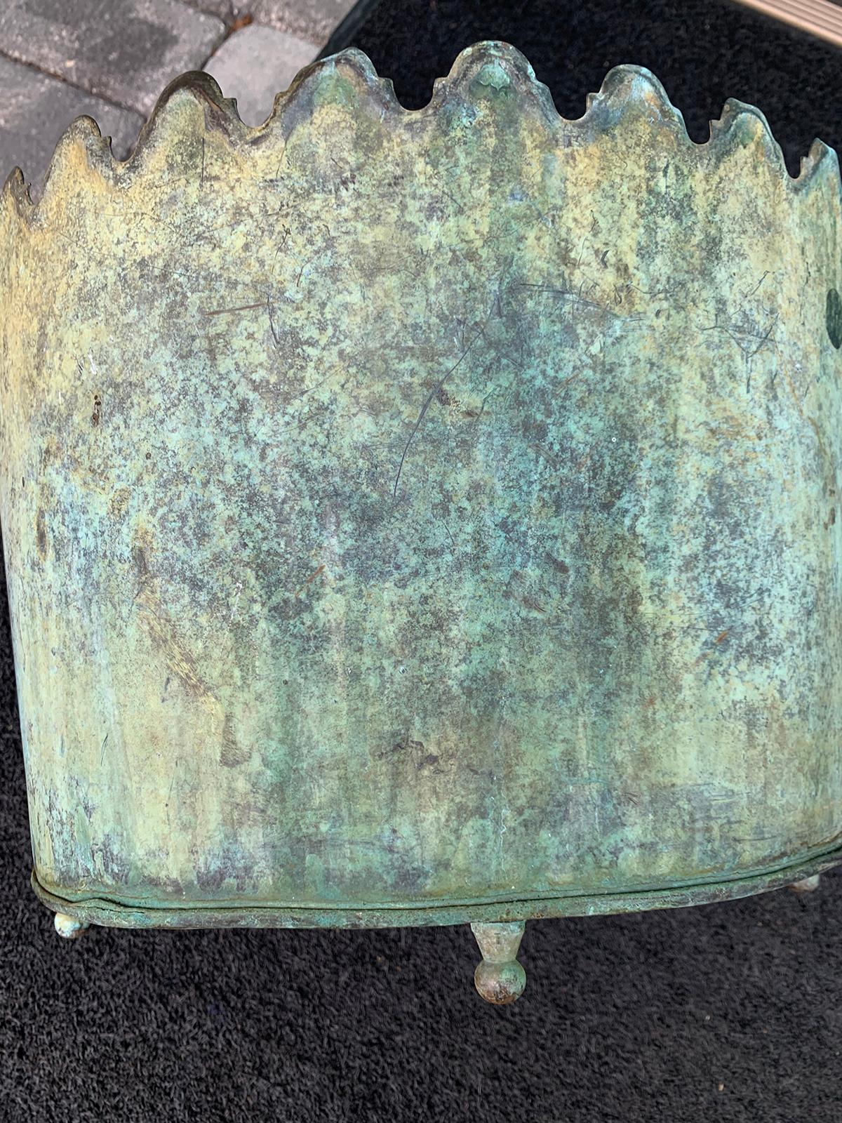 20th Century Handmade Brass & Tole Verdigris Cachepot 7