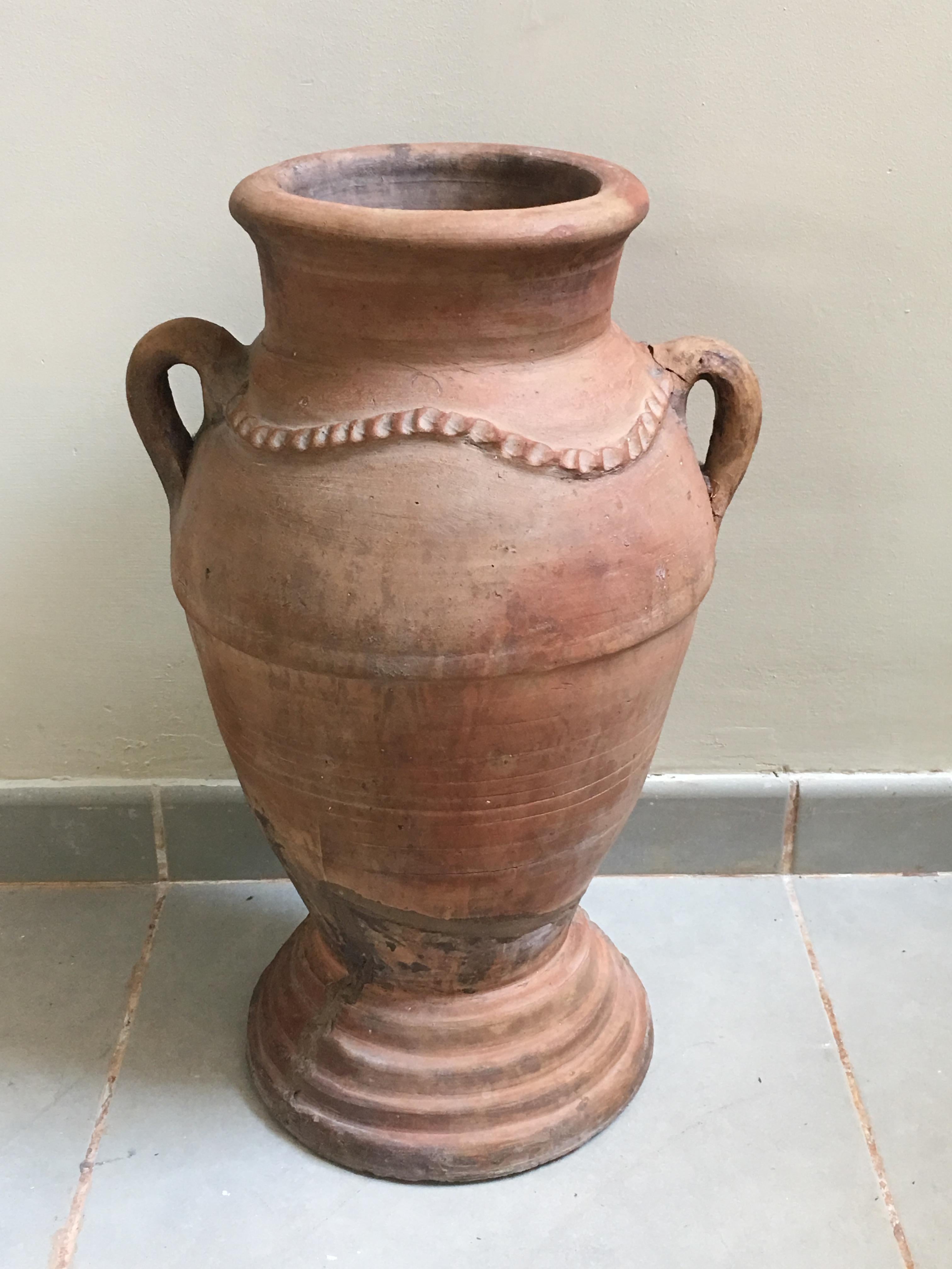 Hand-Carved 20th Century Handmade Two Handled Vase, Spain For Sale