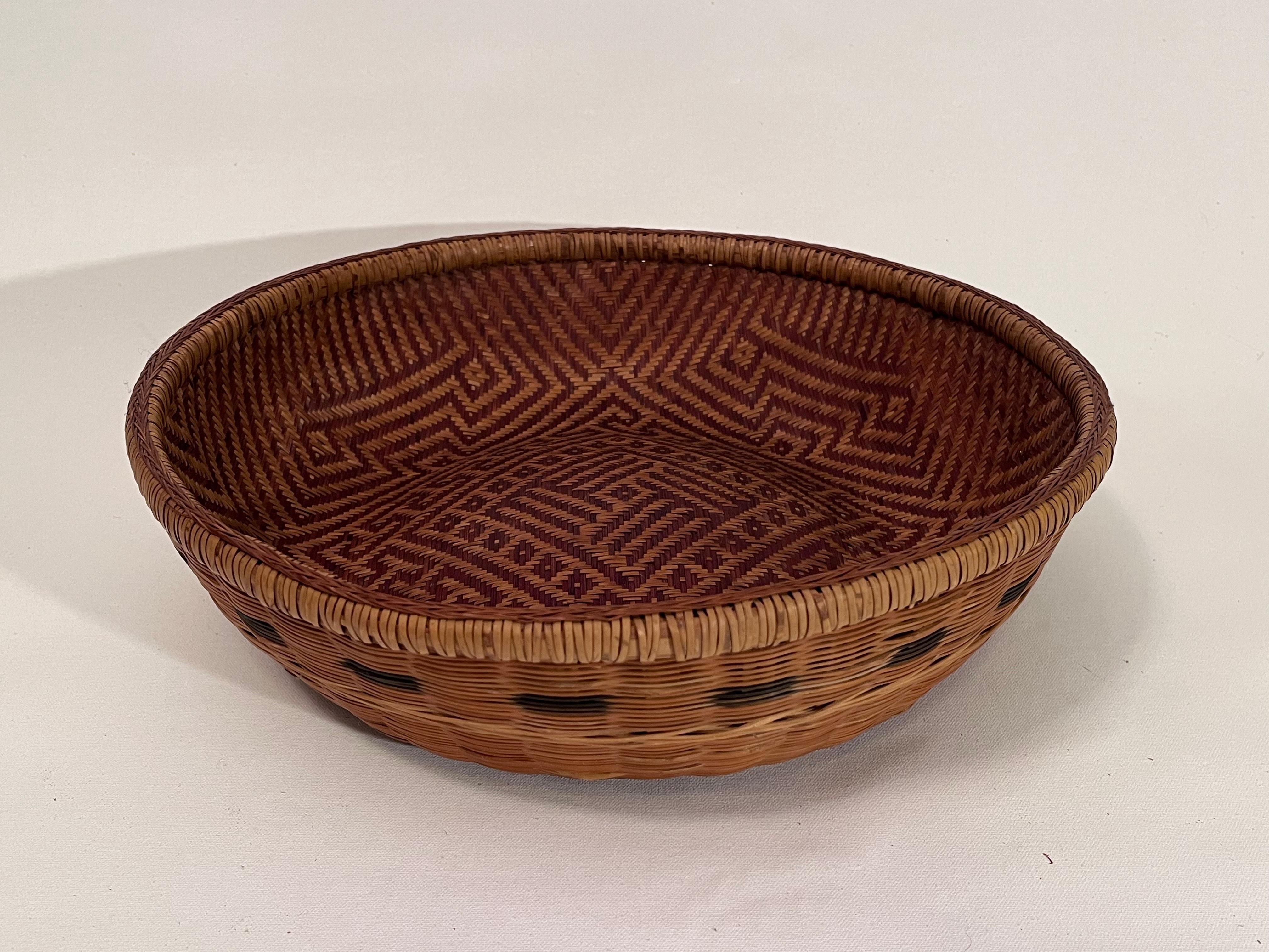 Native American 20th Century Handwoven Yekuana Guapa Basket with Intricate Geometric Patterns For Sale