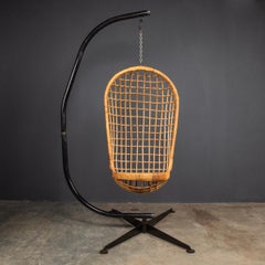 20th Century Hanging Wicker Woven Chair on Steel Frame, 1970s