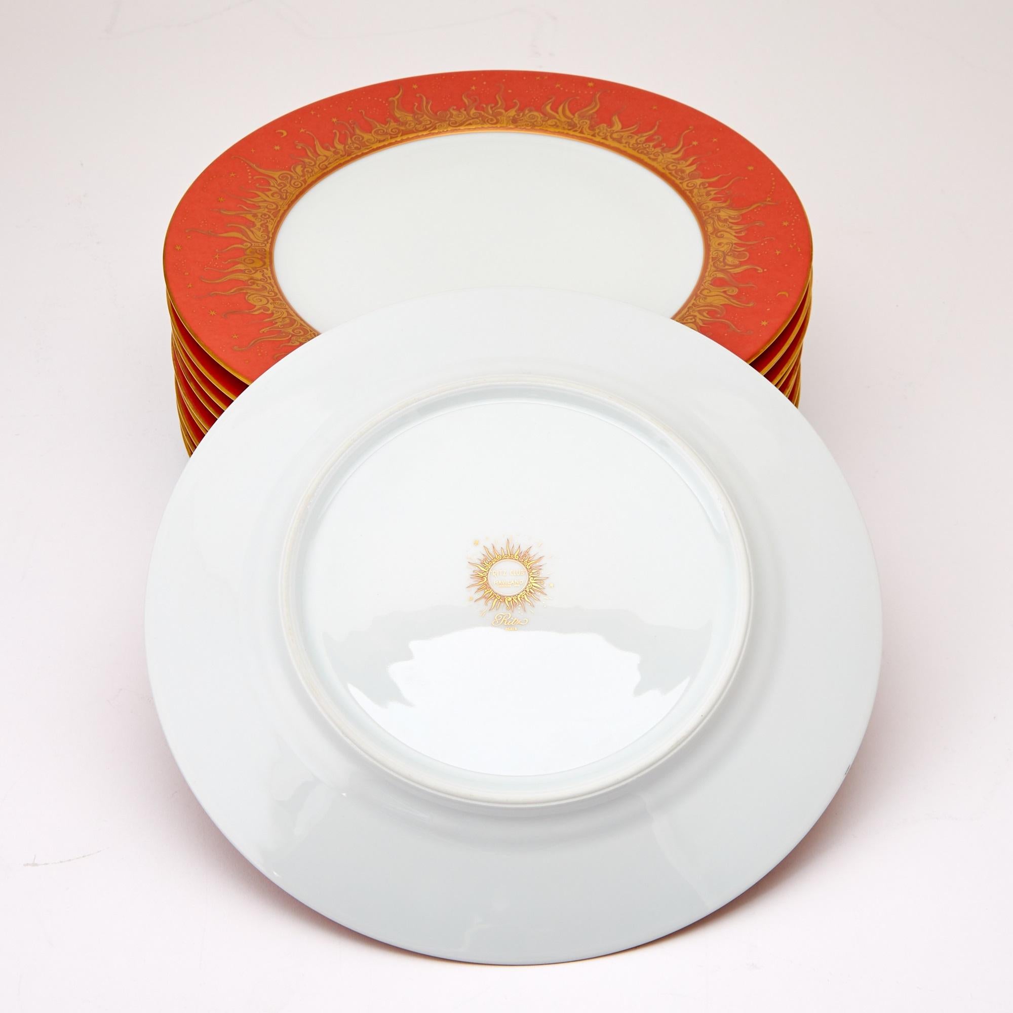 Vajilla de porcelana Haviland Limoges del siglo XX - Plato bajo diseño Soleil Francés en venta