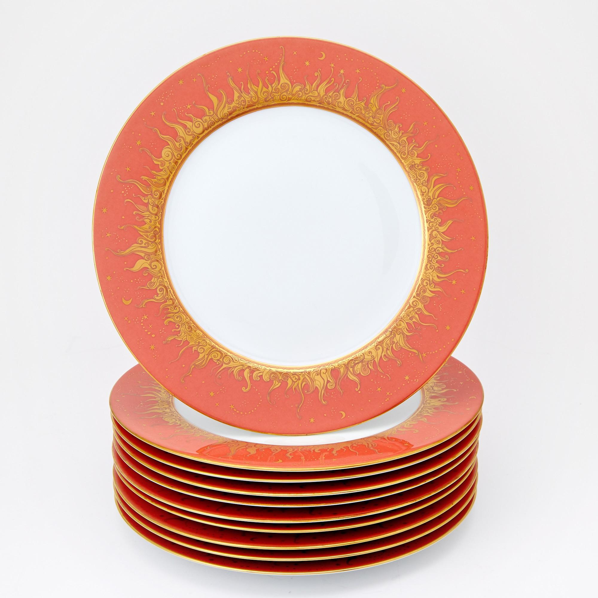 Vajilla de porcelana Haviland Limoges del siglo XX - Plato bajo diseño Soleil en Bueno estado para la venta en Tarry Town, NY