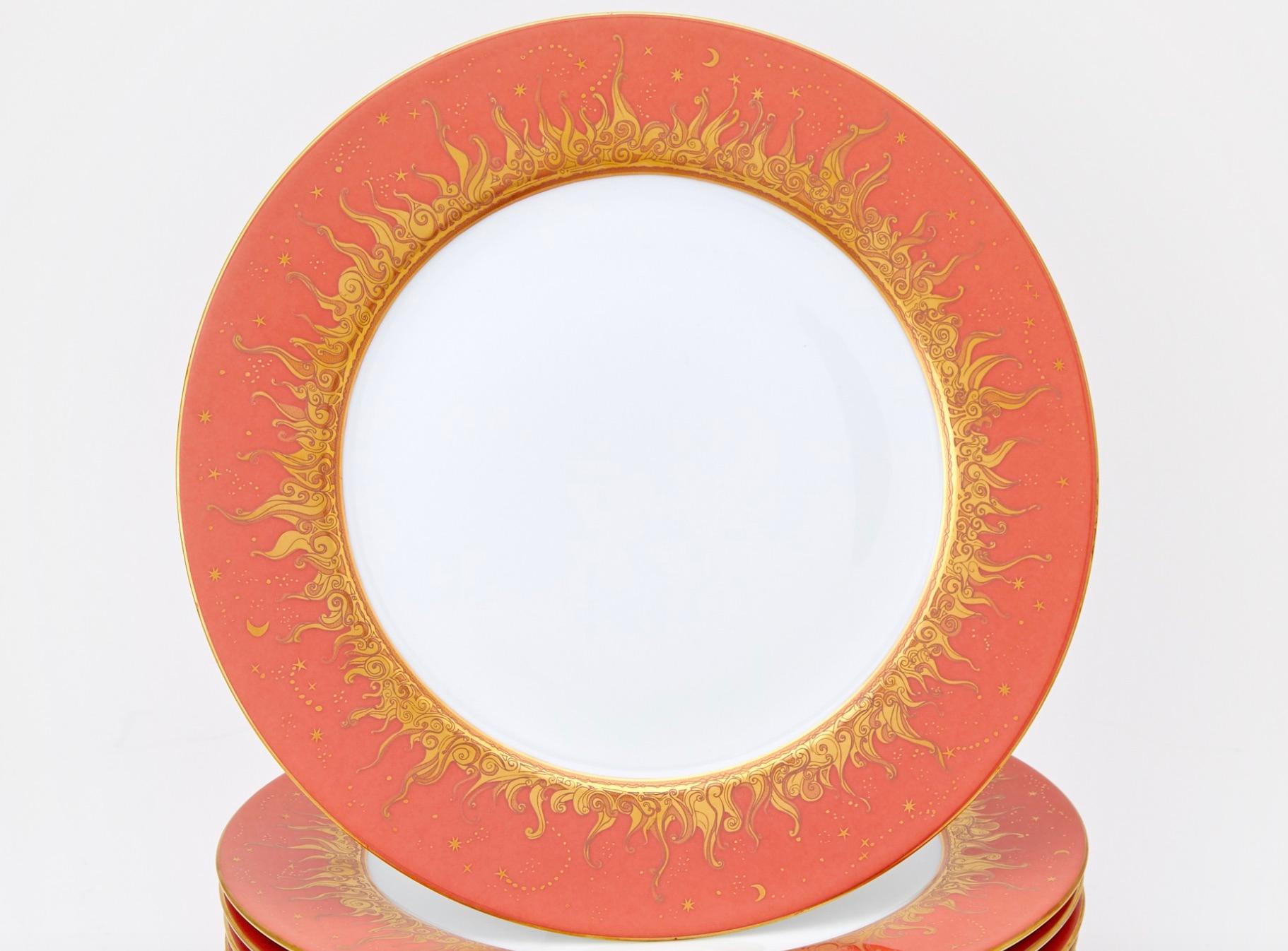 Vajilla de porcelana Haviland Limoges del siglo XX - Plato bajo diseño Soleil Oro en venta