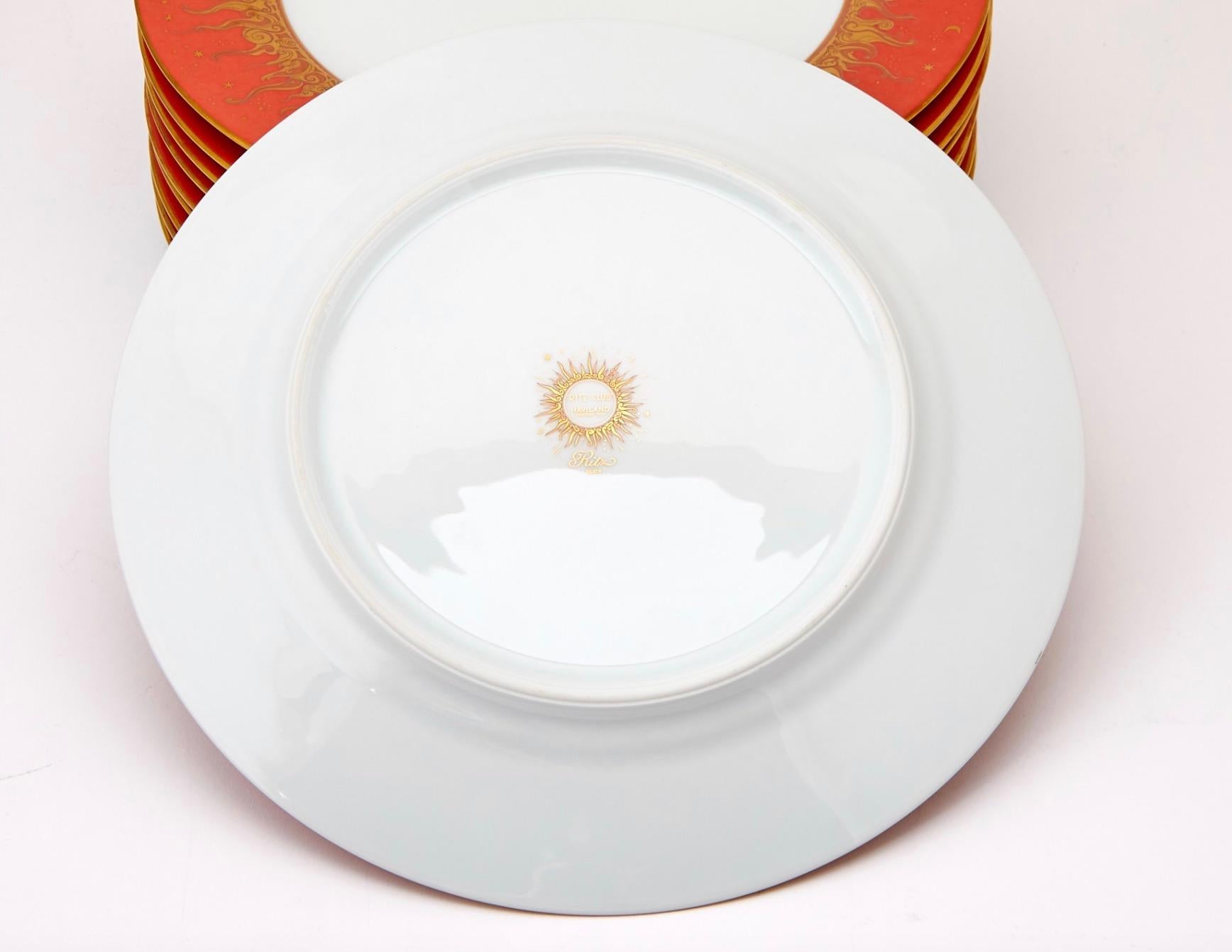 Vajilla de porcelana Haviland Limoges del siglo XX - Plato bajo diseño Soleil en venta 2