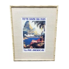 20th Century Hawaiian Travel Posters in Bamboo Frame, Set of 3