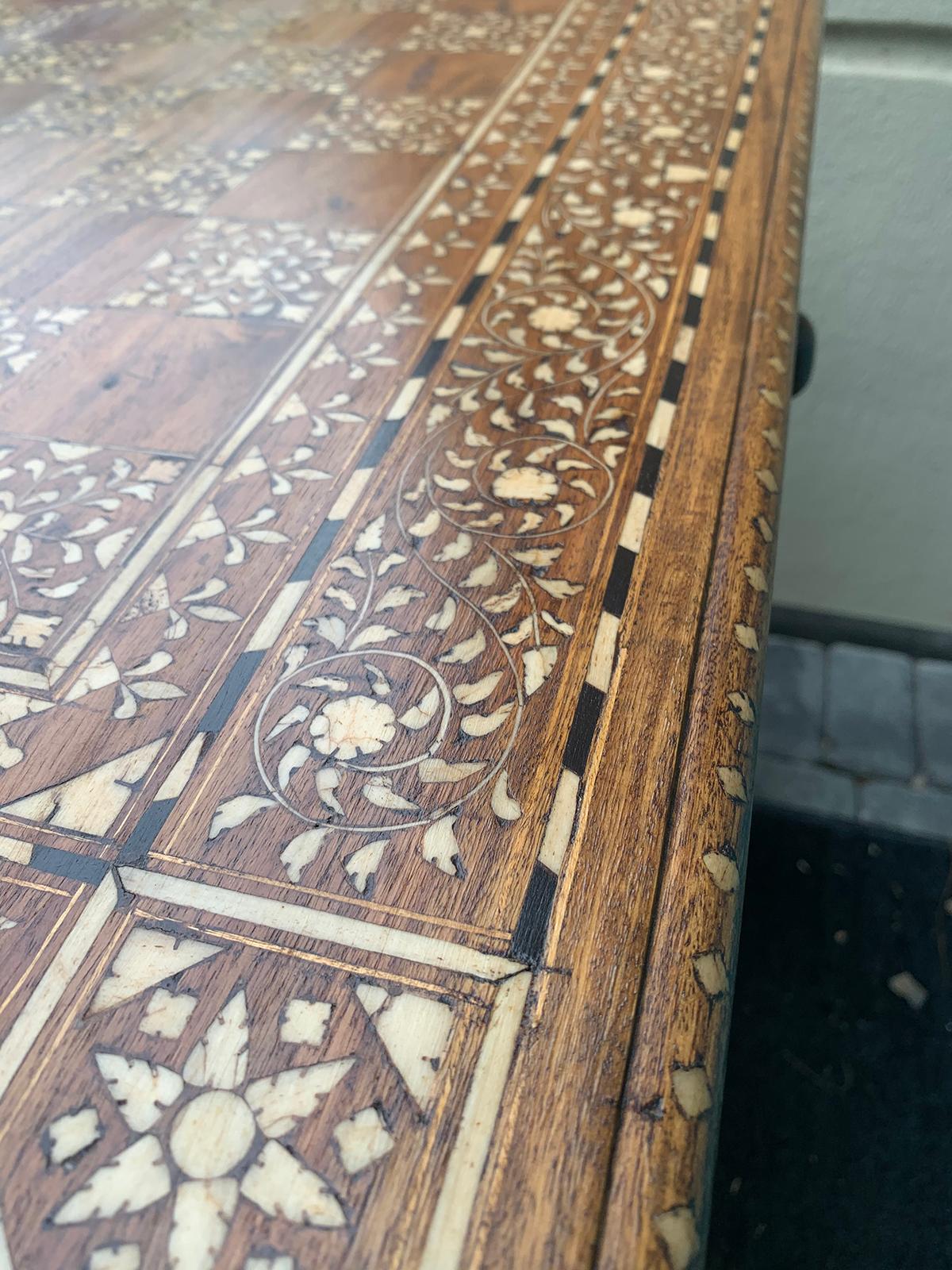 20th Century Heavily Inlaid Teak & Satinwood Square Game Table, Checkerboard Top For Sale 14
