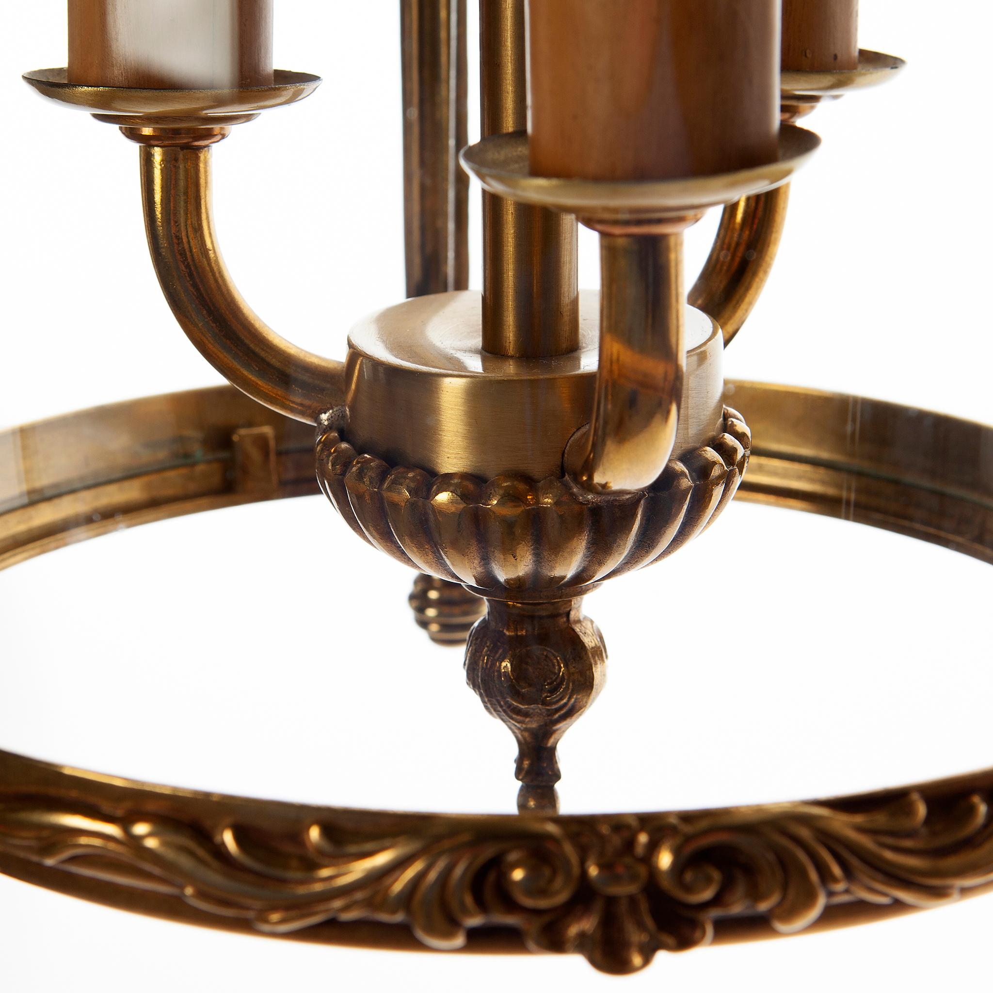 20th Century Heavy Cast Brass & Glass French Lantern 8