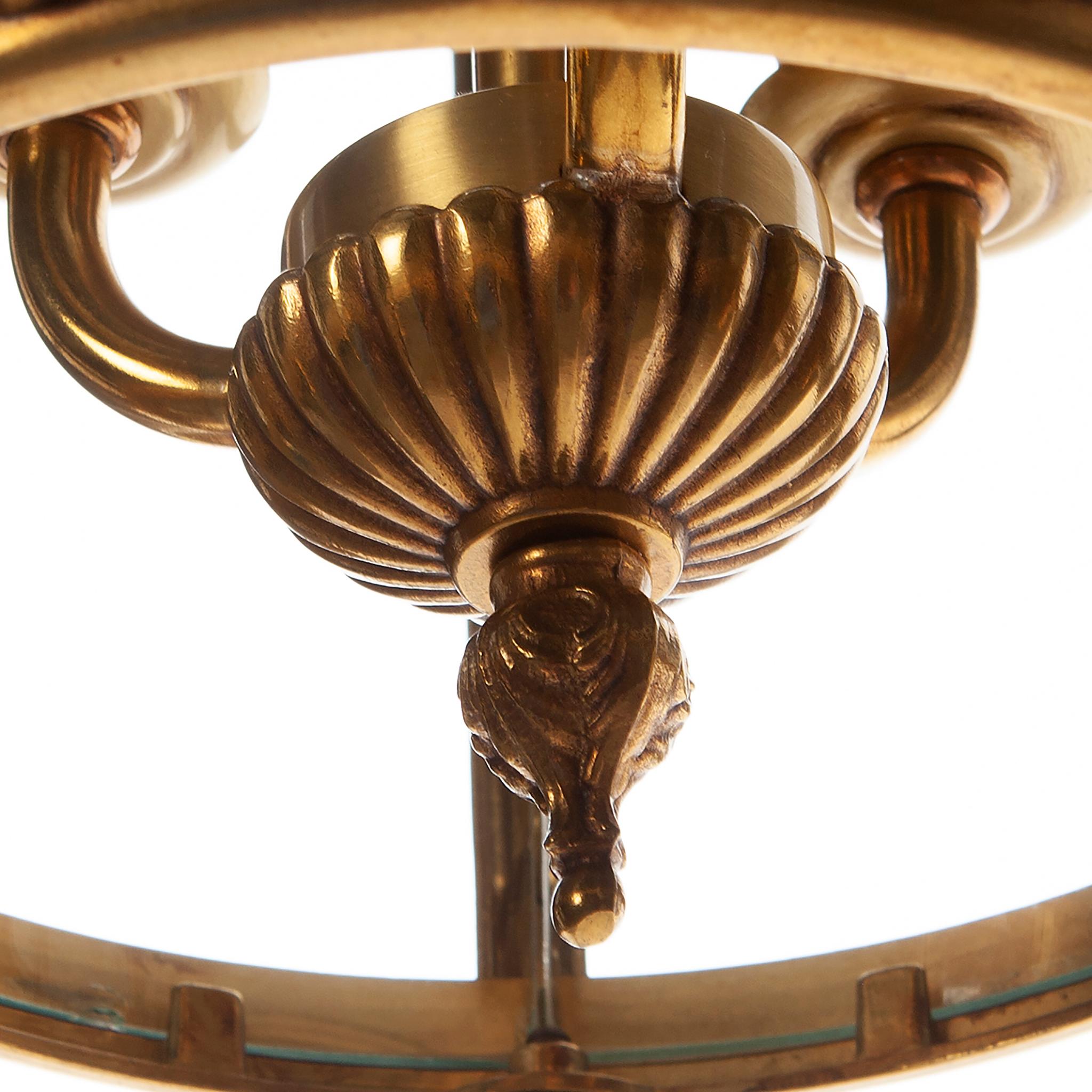 20th Century Heavy Cast Brass & Glass French Lantern 5
