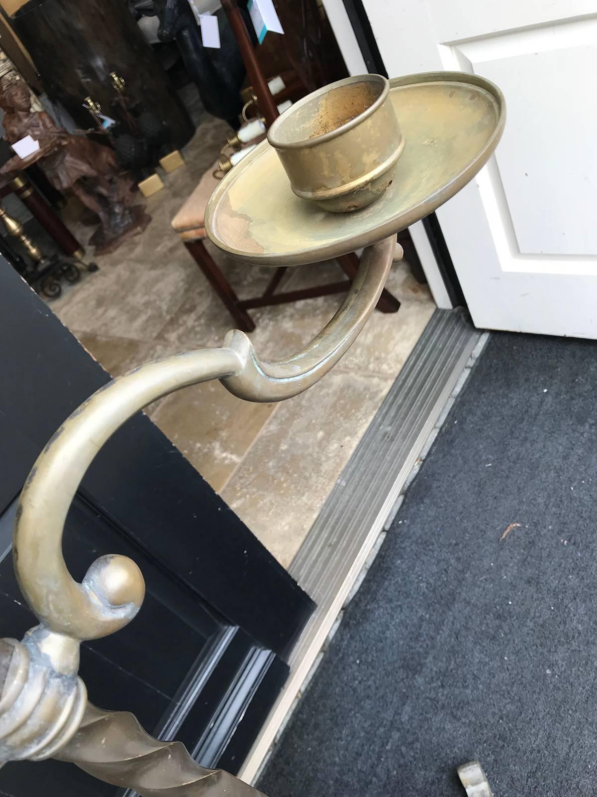20th Century Heavy Large Scale Iron and Brass Floor Lamp 4