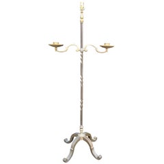 20th Century Heavy Large Scale Iron and Brass Floor Lamp