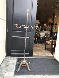 20th Century Heavy Large Scale Iron and Brass Floor Lamp