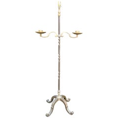 20th Century Heavy Large Scale Iron and Brass Floor Lamp