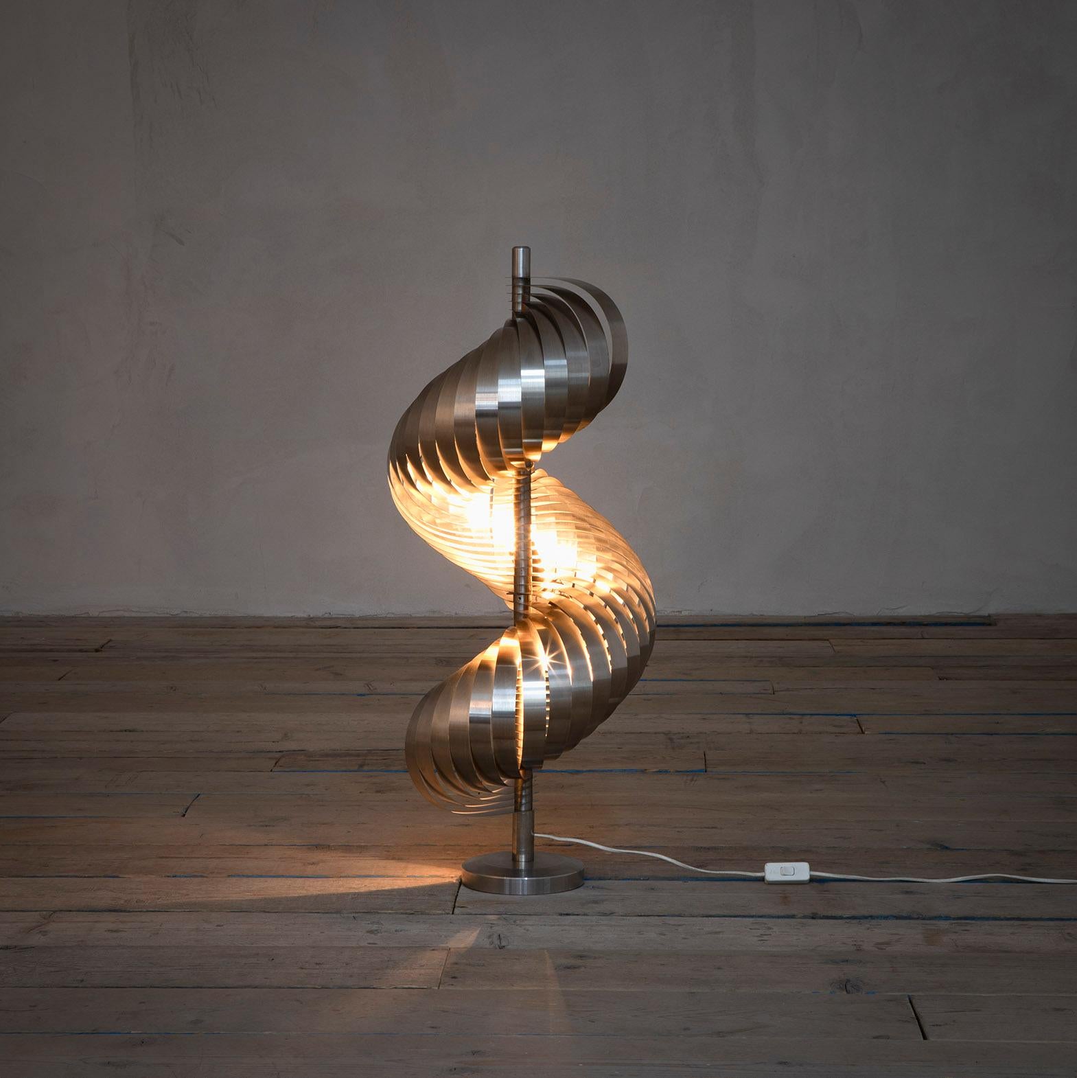 Mid-Century Modern 20th Century Henri Mathieu Floor Lamp Mod. Spirales Cinétiques in Aluminium '60s