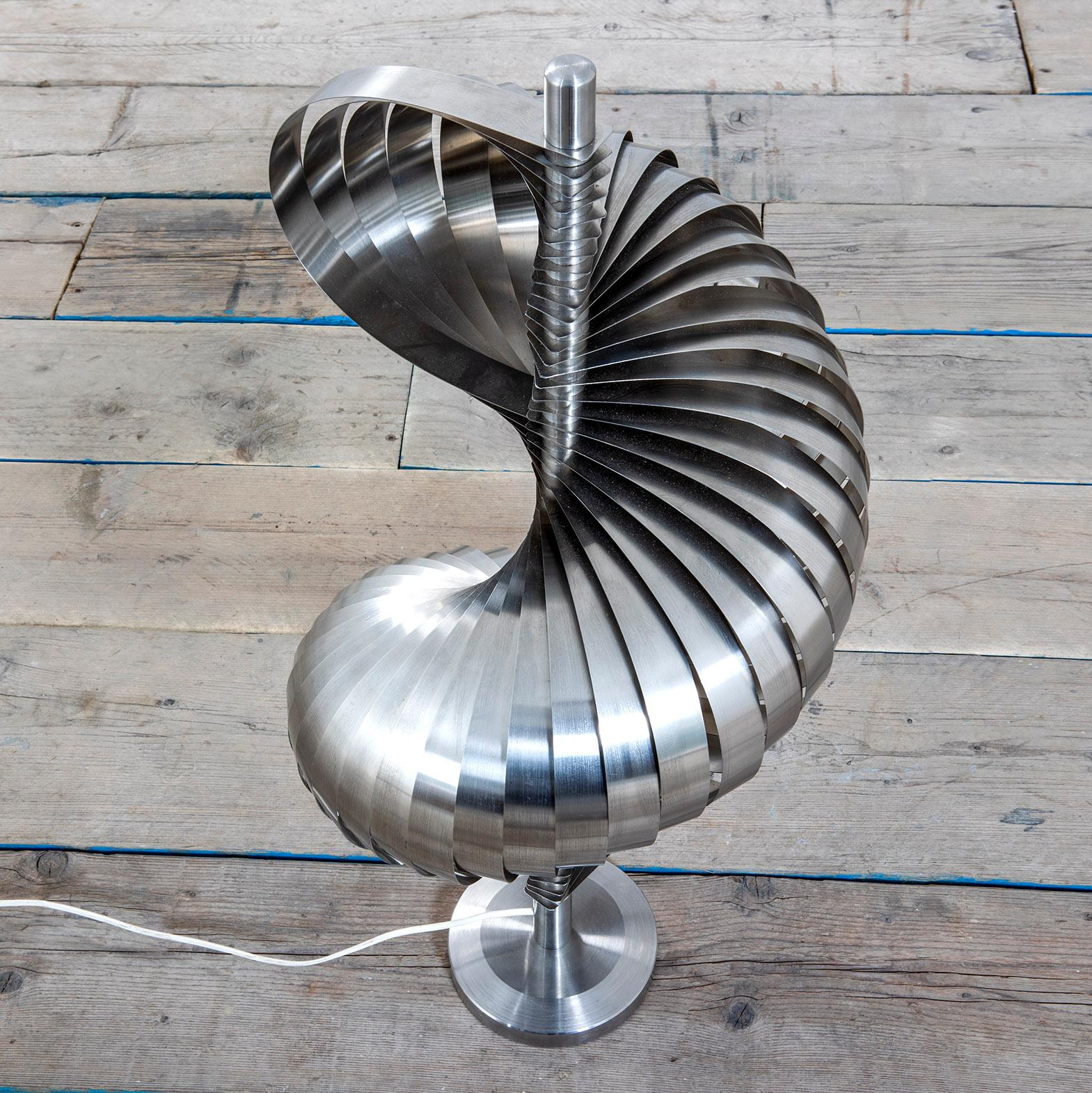French 20th Century Henri Mathieu Floor Lamp Mod. Spirales Cinétiques in Aluminium '60s