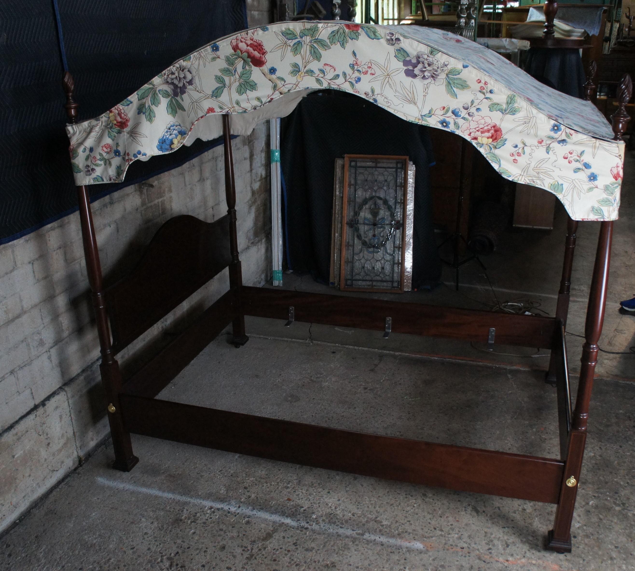 20th Century Hepplewhite Inlaid Mahogany 4 Post Canopy Tester Double Size Bed  For Sale 4