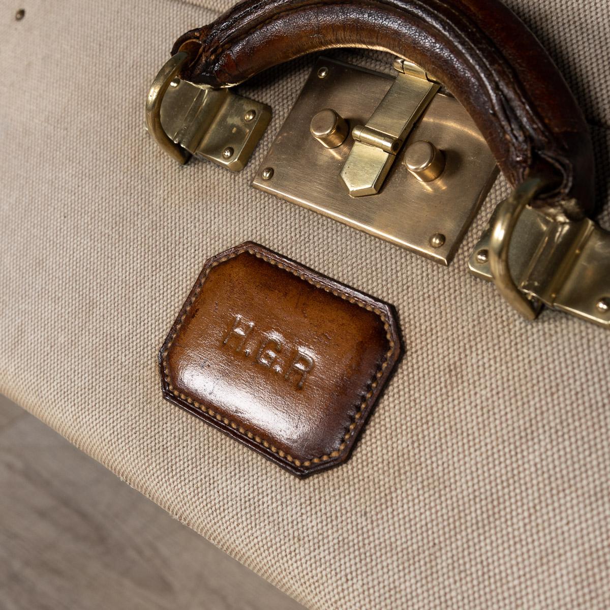 20th Century Hermes Canvas and Leather Suitcase, Paris, circa 1900 7