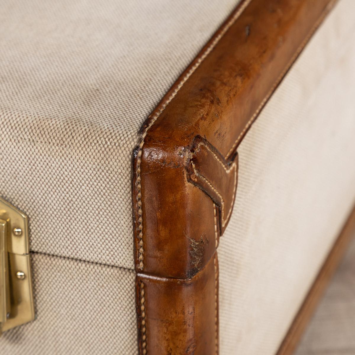 20th Century Hermes Canvas and Leather Suitcase, Paris, circa 1900 10