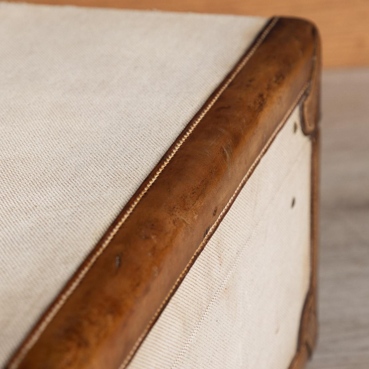 20th Century Hermes Canvas and Leather Suitcase, Paris, circa 1900 11