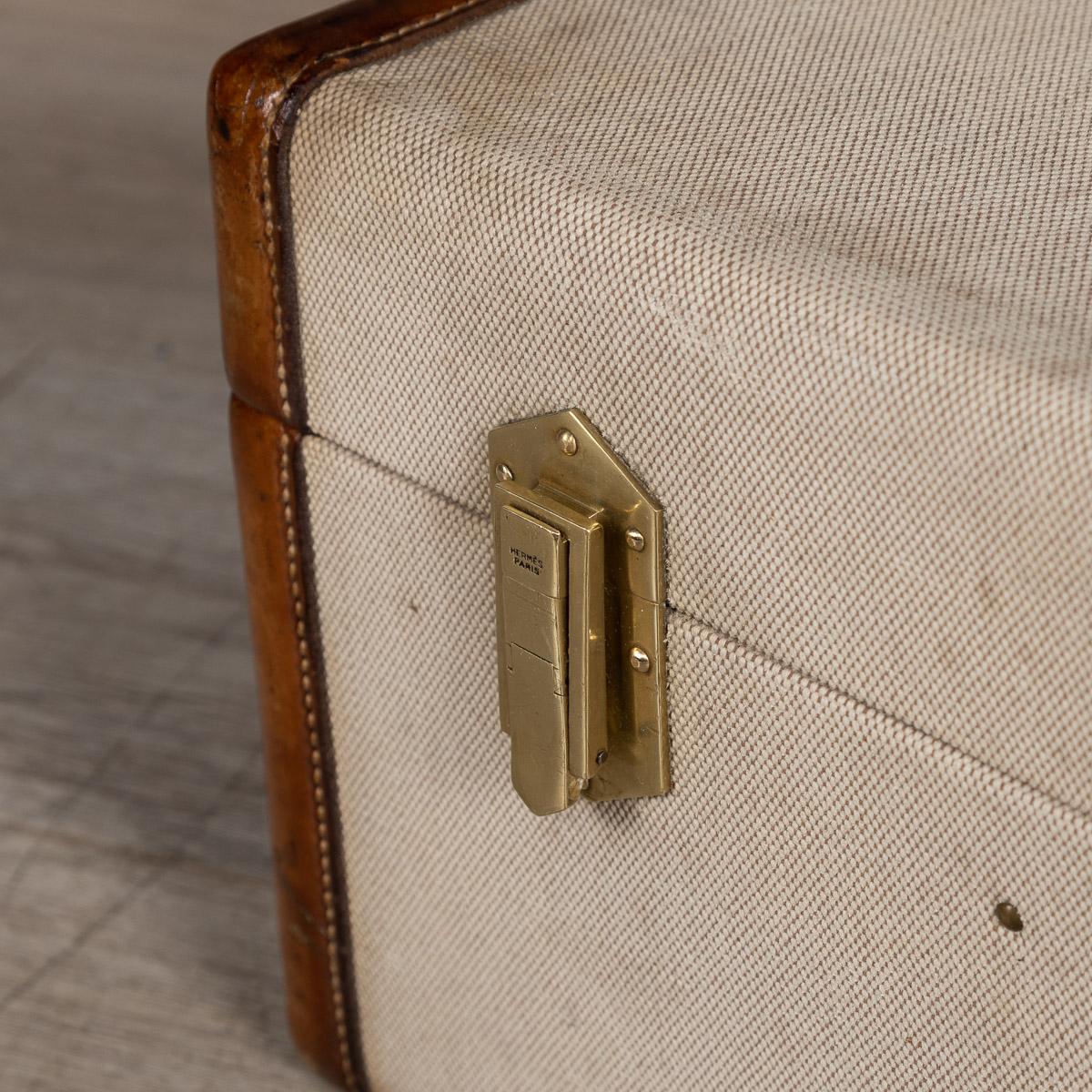 20th Century Hermes Canvas and Leather Suitcase, Paris, circa 1900 12