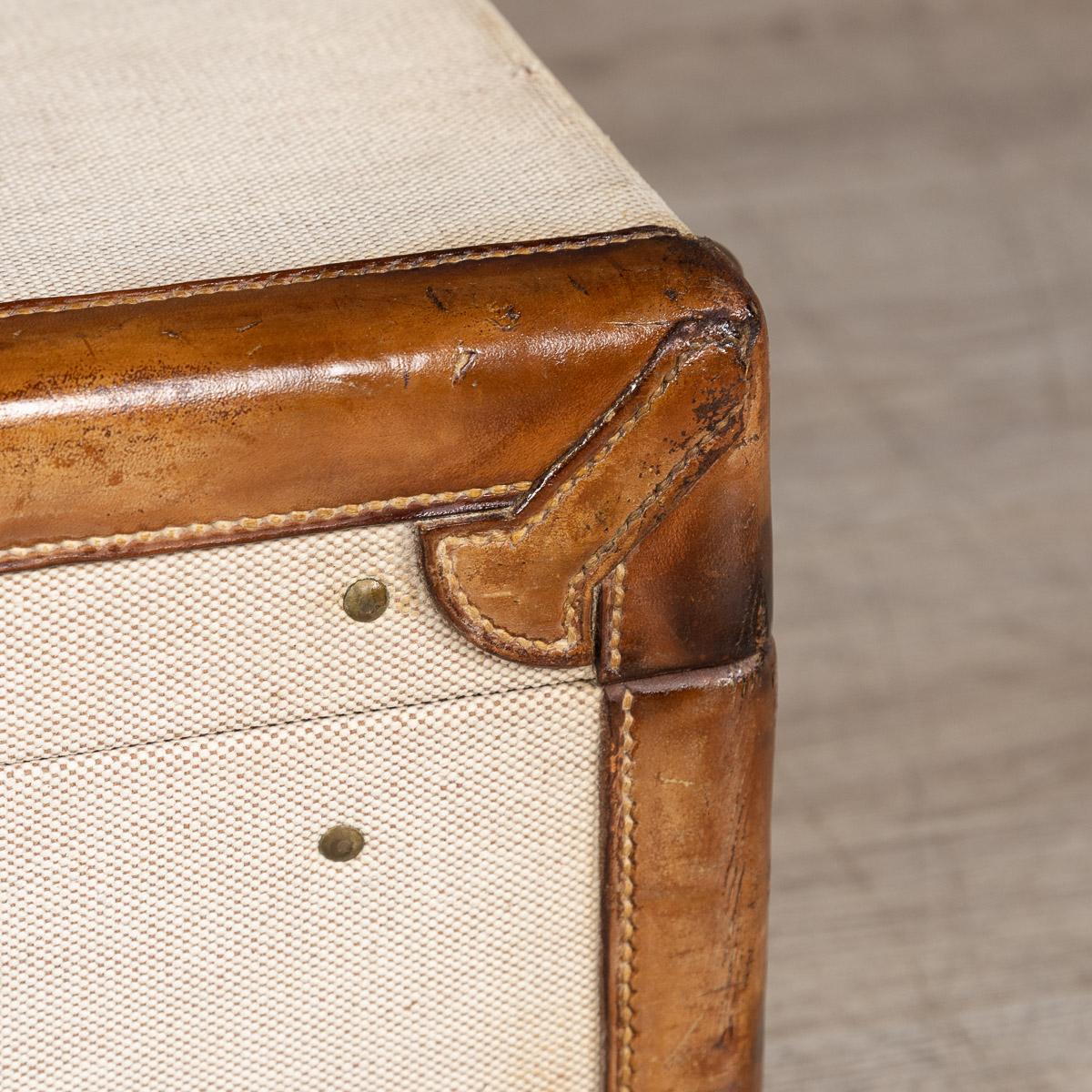 20th Century Hermes Canvas and Leather Suitcase, Paris, circa 1900 13