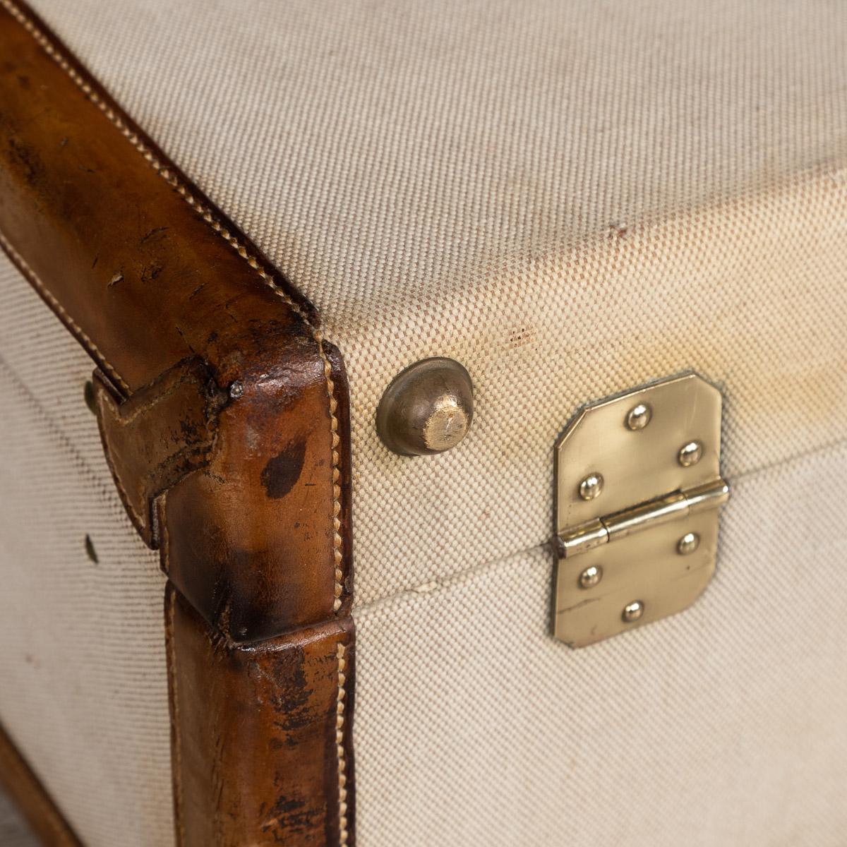 20th Century Hermes Canvas and Leather Suitcase, Paris, circa 1900 14