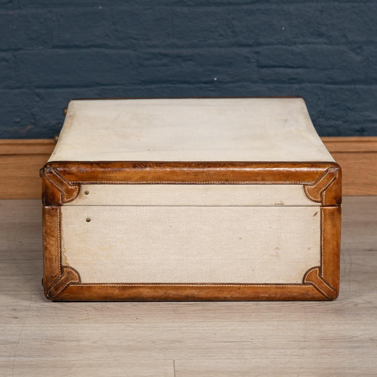 20th Century Hermes Canvas and Leather Suitcase, Paris, circa 1900 1