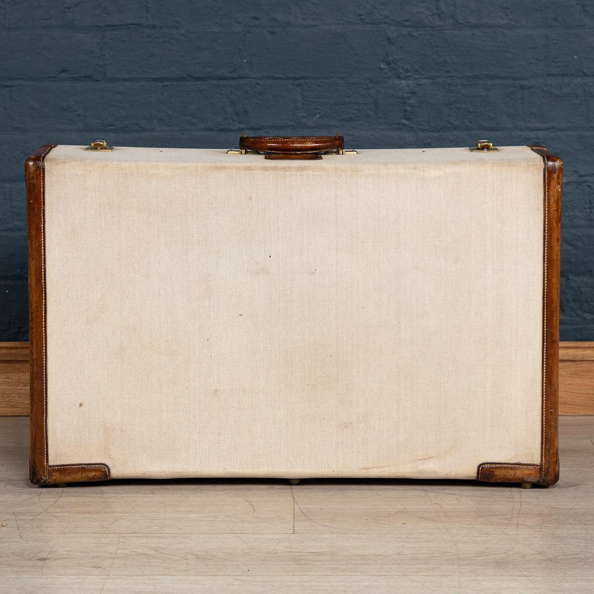 20th Century Hermes Canvas and Leather Suitcase, Paris, circa 1900 2