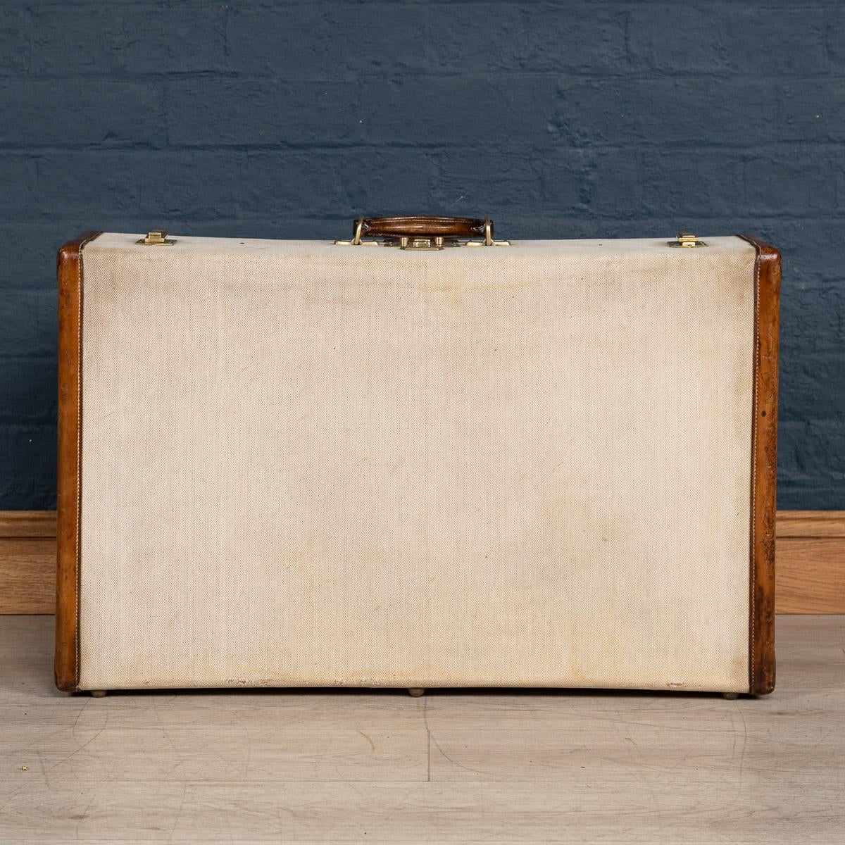 20th Century Hermes Canvas and Leather Suitcase, Paris, circa 1900 3