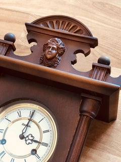 Siglo XX Hermle Reloj de Pared Mecánico Alemán Regulador de Nogal