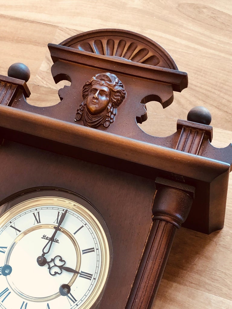 20th Century Hermle German Mechanical Regulatory Walnut Wall Clock For