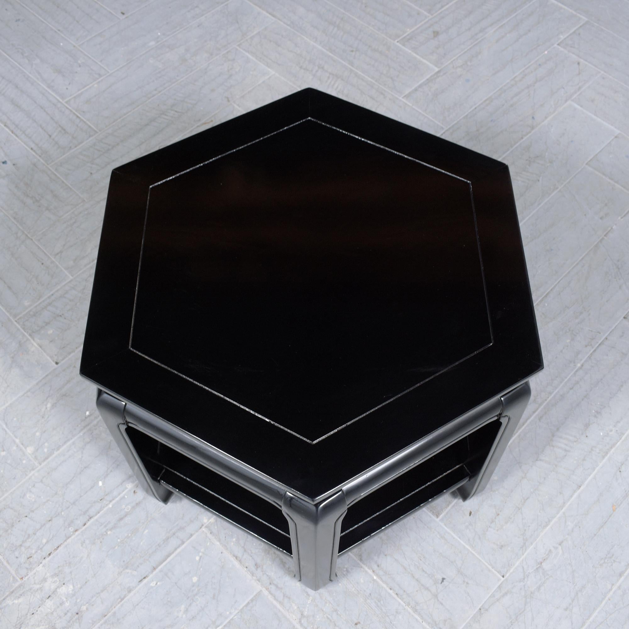 20th Century Hexagon Ebonized Mahogany Side Tables by J.B. Van Sciver Co. For Sale 2