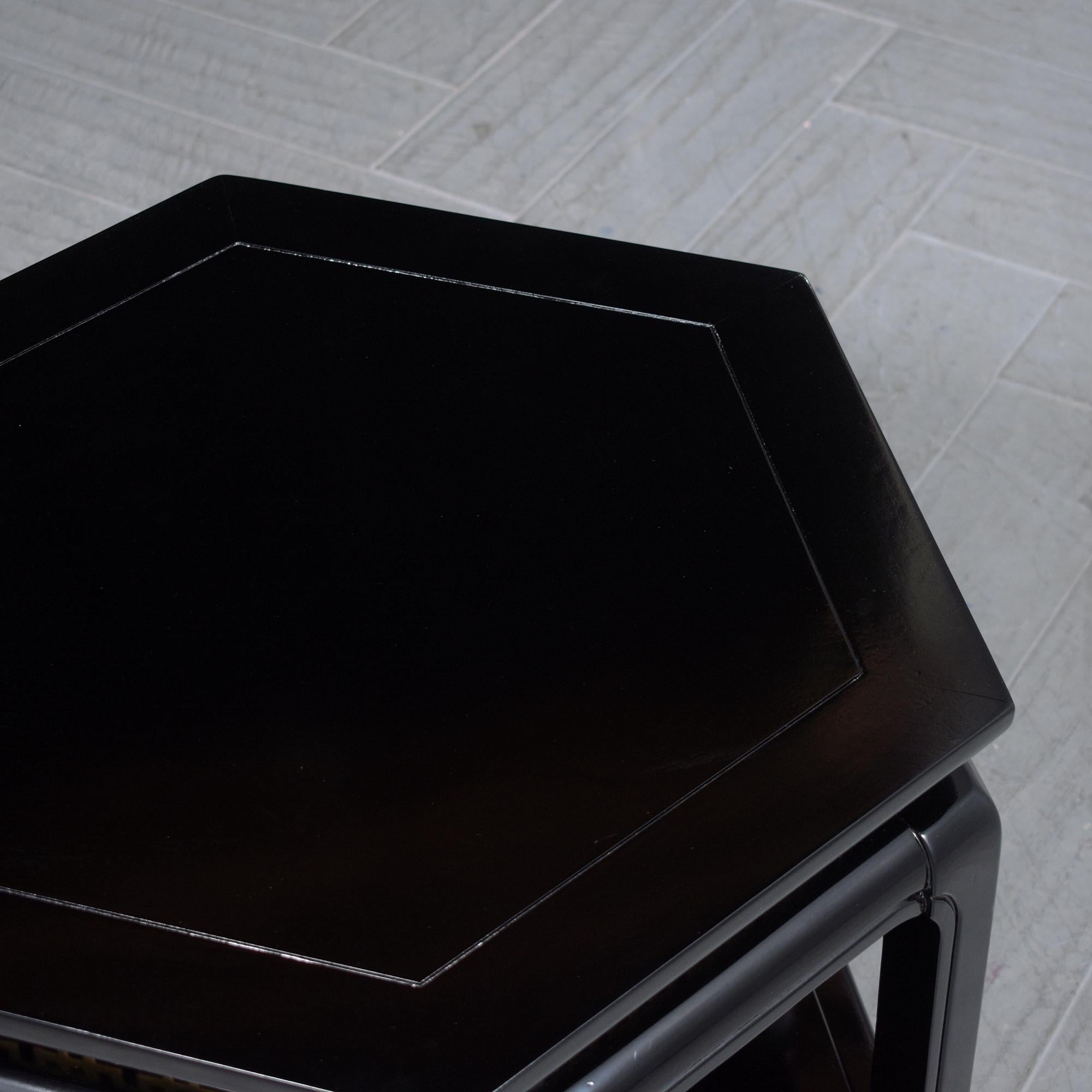 20th Century Hexagon Ebonized Mahogany Side Tables by J.B. Van Sciver Co. For Sale 3