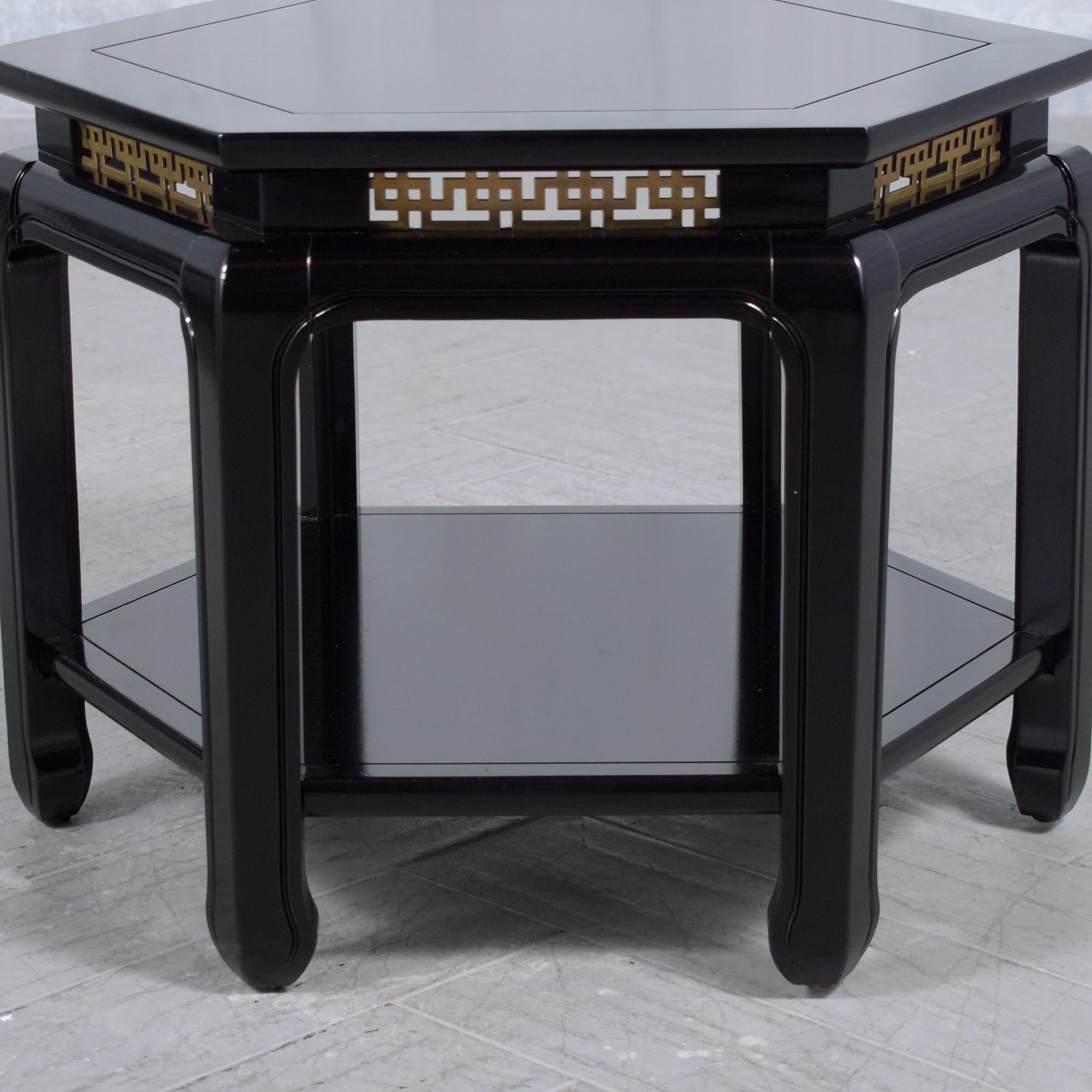 Late 20th Century 20th Century Hexagon Ebonized Mahogany Side Tables by J.B. Van Sciver Co. For Sale