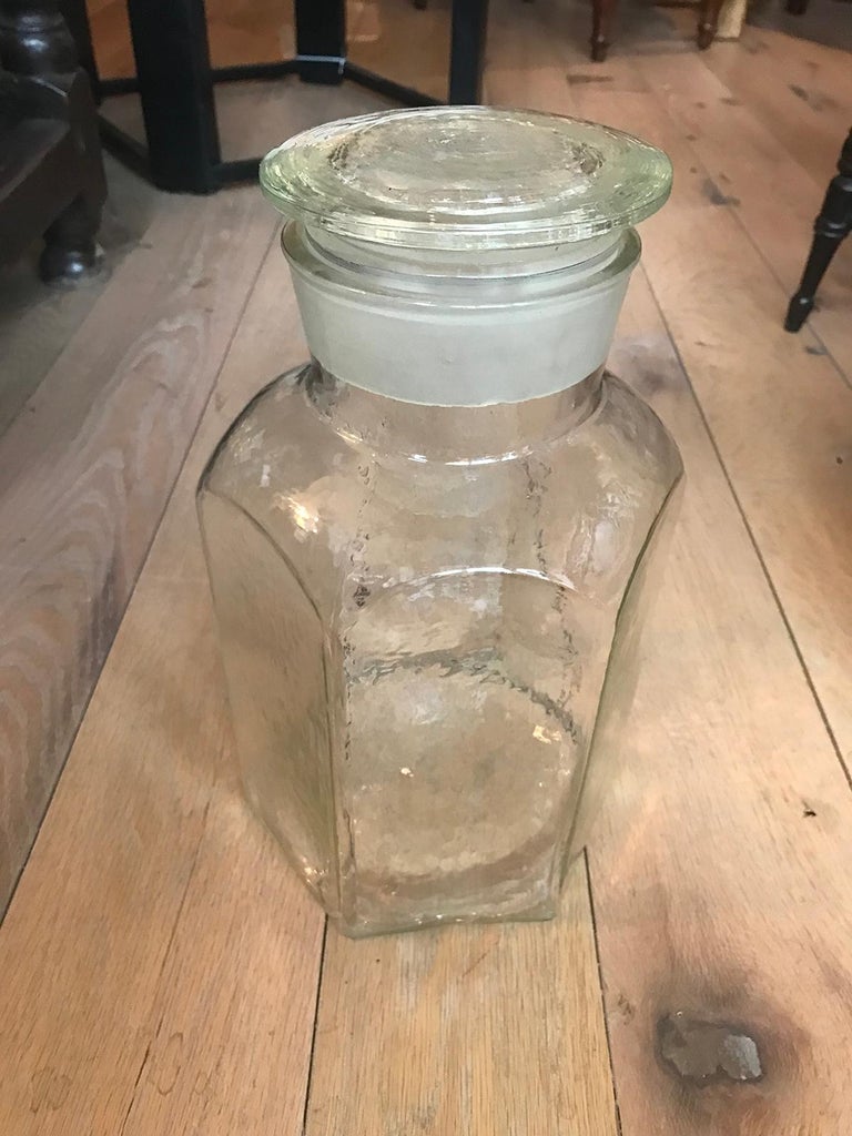 20th Century Hexagonal Glass Apothecary Jar With Lid For Sale At 1stdibs