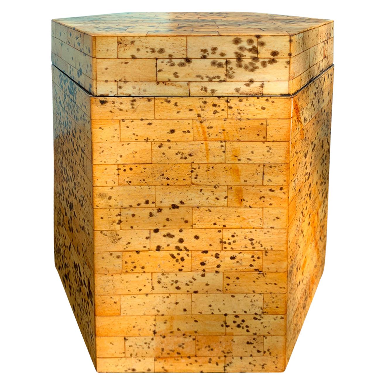 20th Century Hexagonal Wood Box For Sale